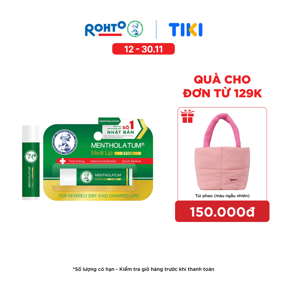 Son dưỡng môi chuyên biệt dành cho môi khô, nứt nẻ Mentholatum Medi Lip Stick 4.3g