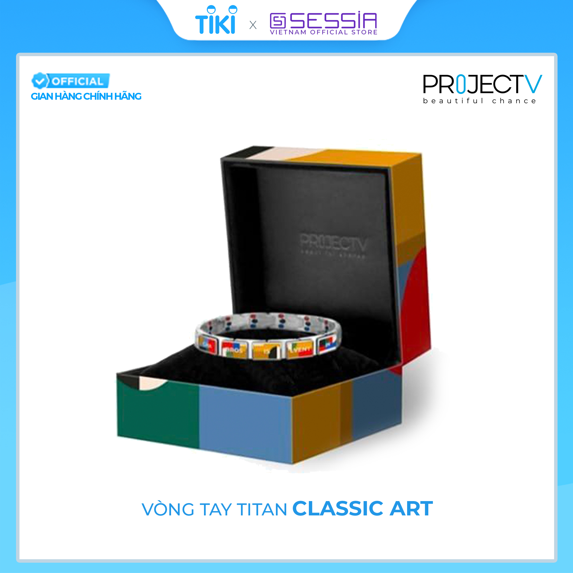 Vòng Đeo Tay Titanium Classic Art (Màu Bạc - Silver) - PROJECT V - Hiện Đại và Sức Khỏe - Hàng Chính Hãng