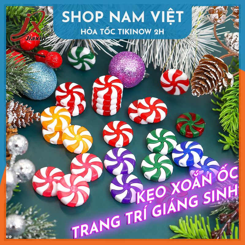 Set 6 Viên Kẹo Xoắn Ốc Bằng Nhựa Trang Trí Cây Thông Giáng Sinh