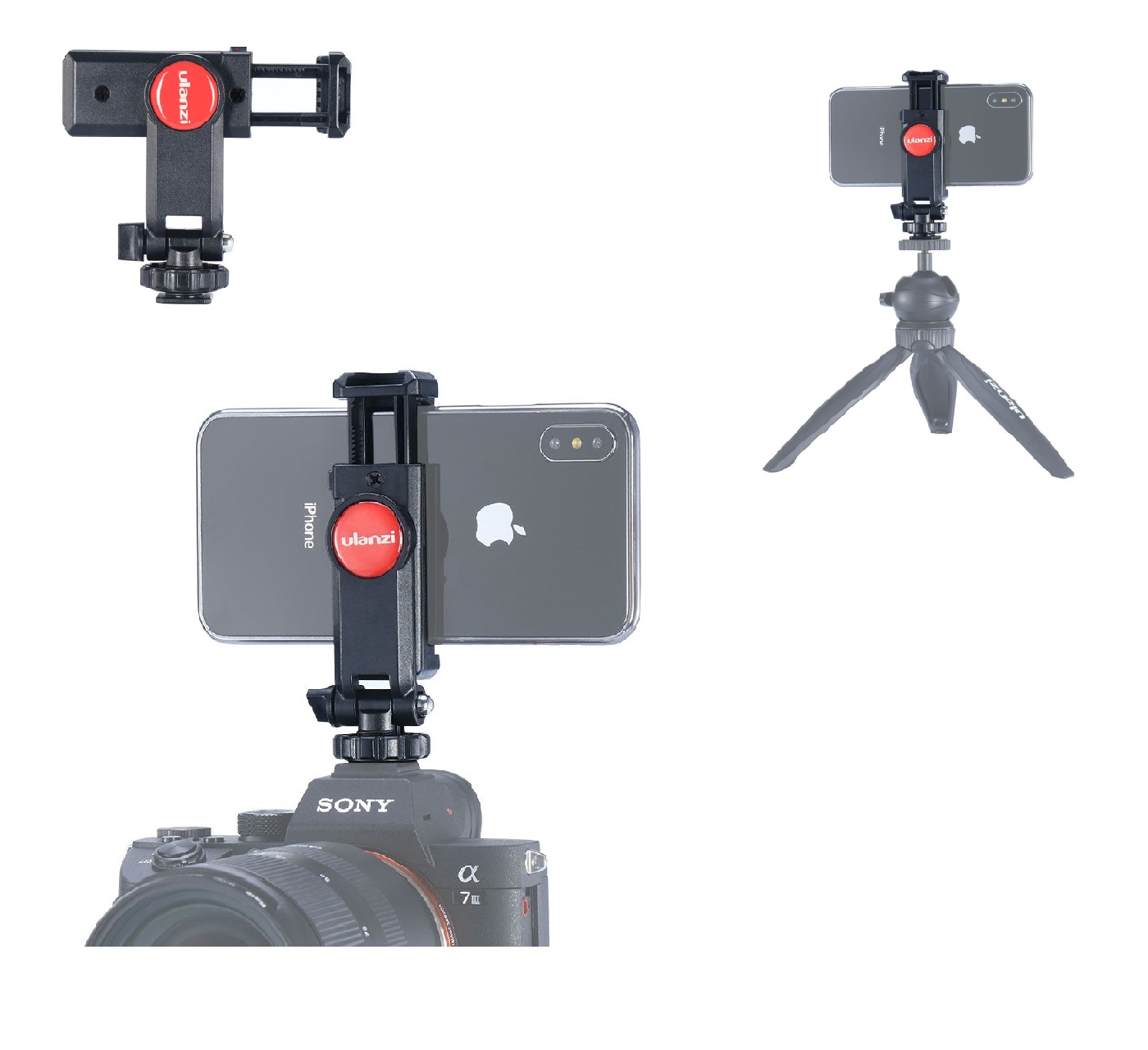 Gá kẹp điện thoại Ulanzi ST-06 gắn lên tripod, thanh trượt quay video, ring light hàng chính hãng