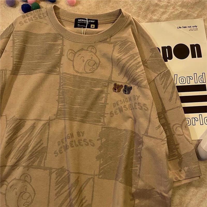 Áo thun tay lỡ form rộng - phông nam nữ cotton oversize - T shirt Gấu ô vuông- 2N Unisex