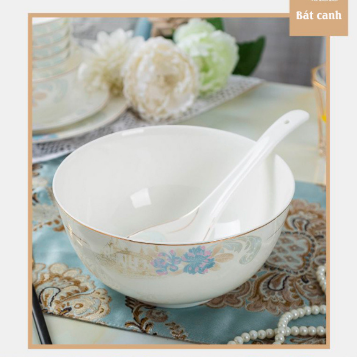 Bộ bát ăn cơm cho gia đình 6-10 người, chất SỨ XƯƠNG Giang Tây cao cấp - Sứ mỏng nhẹ nhưng cứng và trong, cách nhiệt tốt GS30