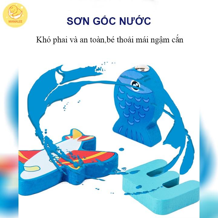 Bộ Bảng Gỗ Câu Cá Và Ghép Hình Phương Tiện Kèm Chữ Cái, Chữ Số, Hình Học - Đồ Chơi Giáo Dục
