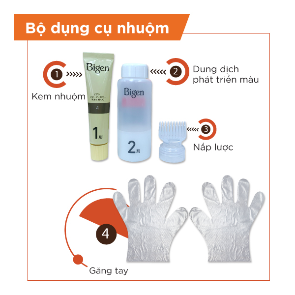 Thuốc nhuộm phủ bạc Bigen Milky nhập khẩu Nhật Bản, nhuộm tóc bạc hoàn toàn, nhuộm dễ tại nhà 80ml dạng kem - BSL Số 6 Nâu Đen