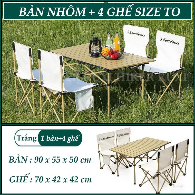 Bộ bàn ghế dã ngoại, cắm trại bằng hợp kim nhôm nhẹ, gấp gọn, bàn ghế camping chống nước phù hợp nhóm 2-6 người