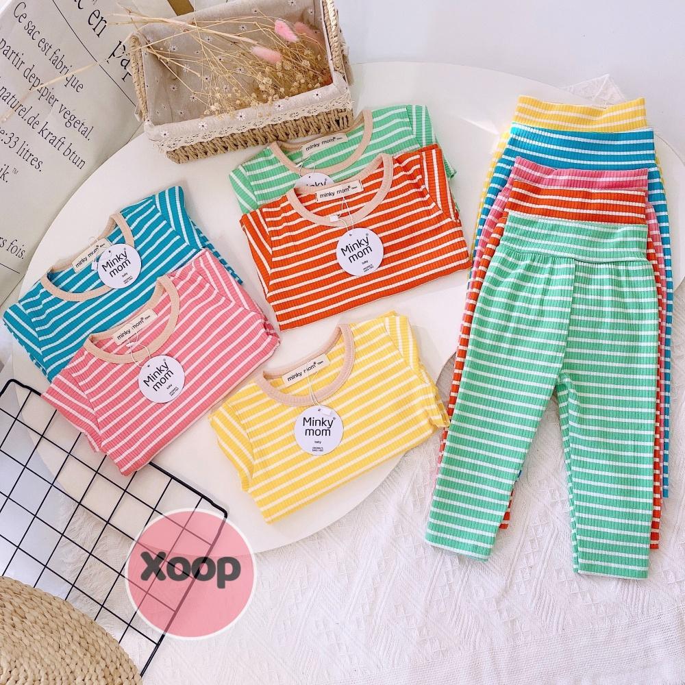 Bộ Dài Tay Kẻ Gân Cạp Cao Hàng Minky Mom Cho Bé Shop Phúc Yến