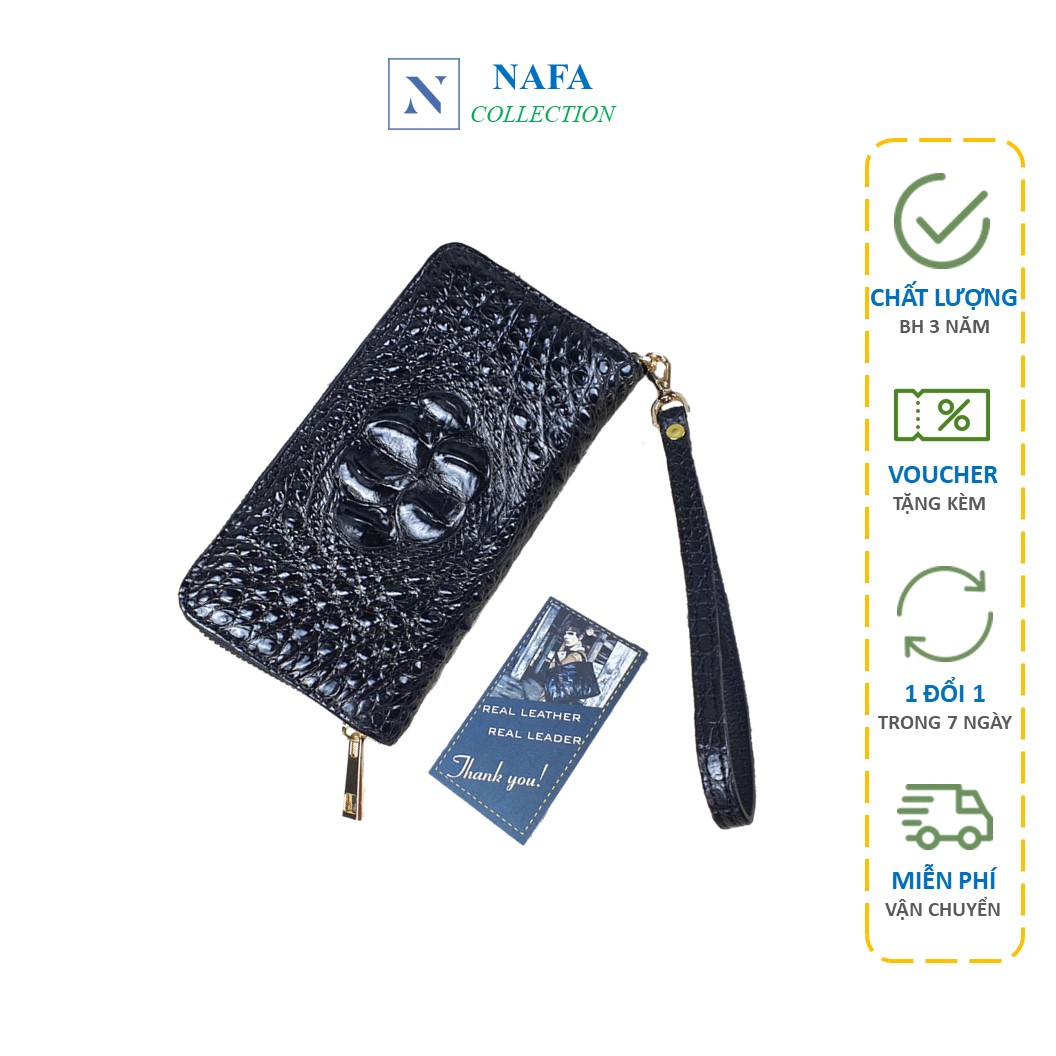 Ví dài cầm tay nam nữ da cá sấu thật NAFA WL124 chất liệu cao cấp bền bỉ và sang trọng - BH 3 năm