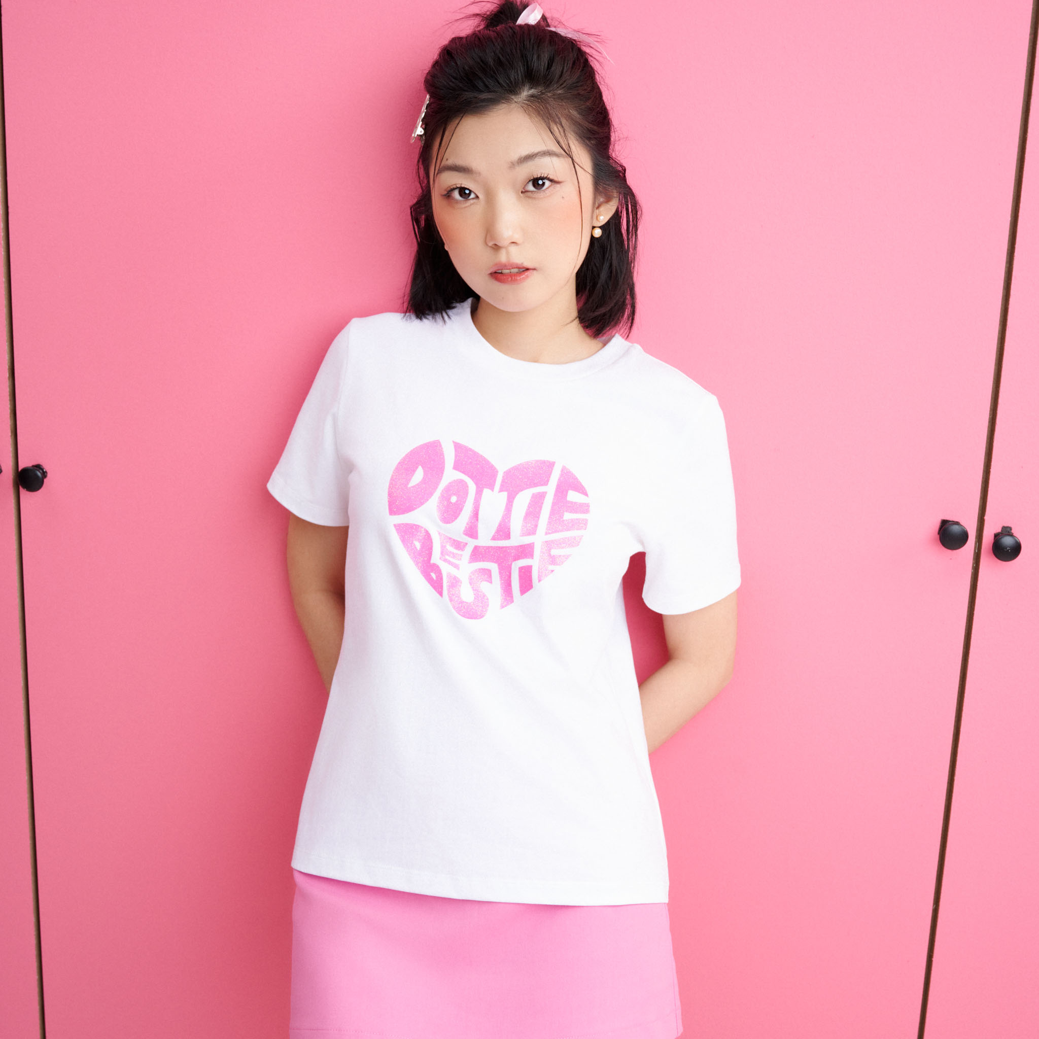 DOTTIE - Áo thun in Dottie Bestie kim tuyến - Trắng - T0765