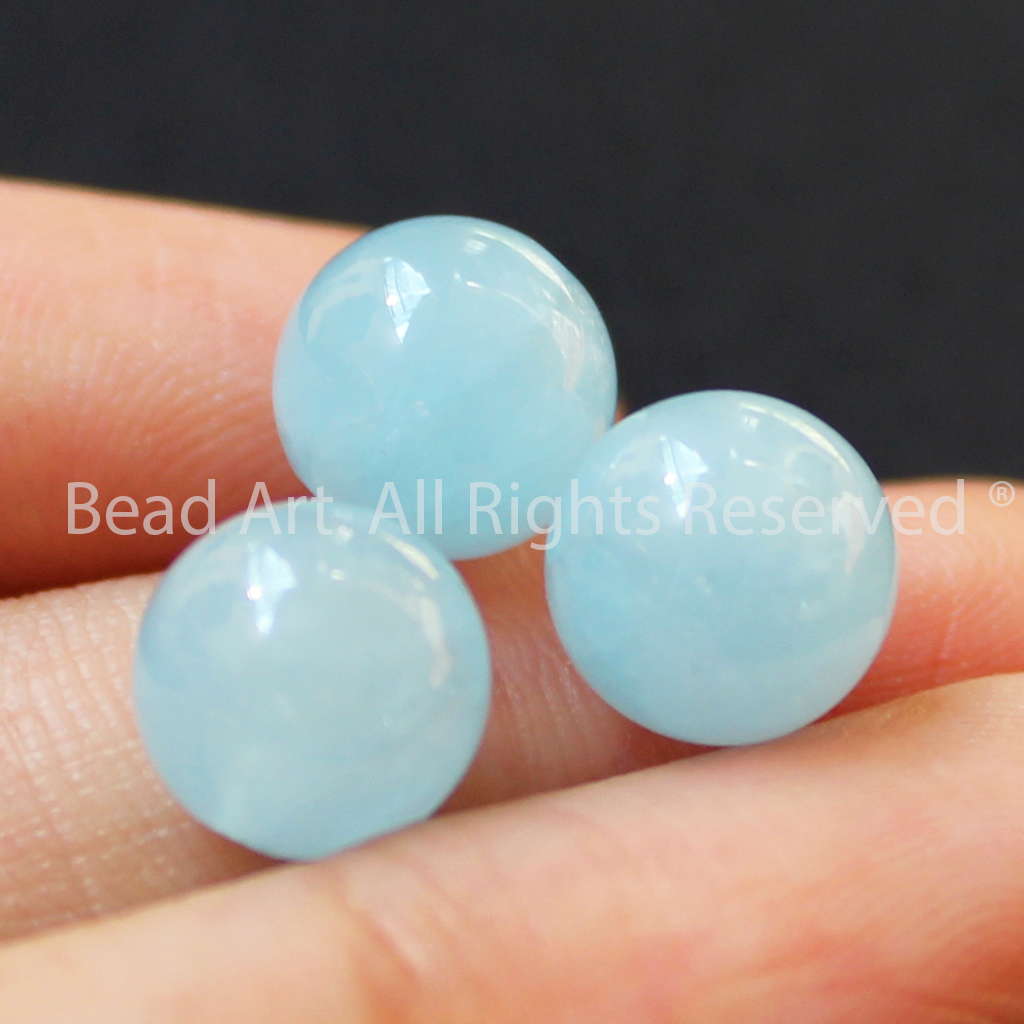 [1 Hạt/3 Hạt] 8MM Đá Aquamarine, Hải Lam Ngọc Tự Nhiên Xanh Biển Loại AA, Mệnh Thuỷ, Mộc, Đá Phối Vòng Tay Phong Thuỷ, Chuỗi Hạt - Bead Art