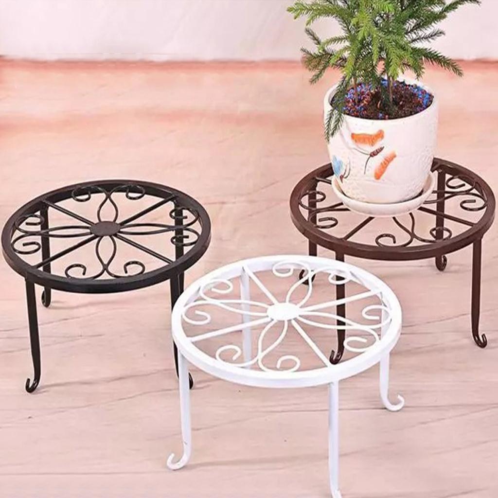 2xMetal Plant Stand Flower Pot Holder Iron Type Pot Vase Holder Shelf Bronze