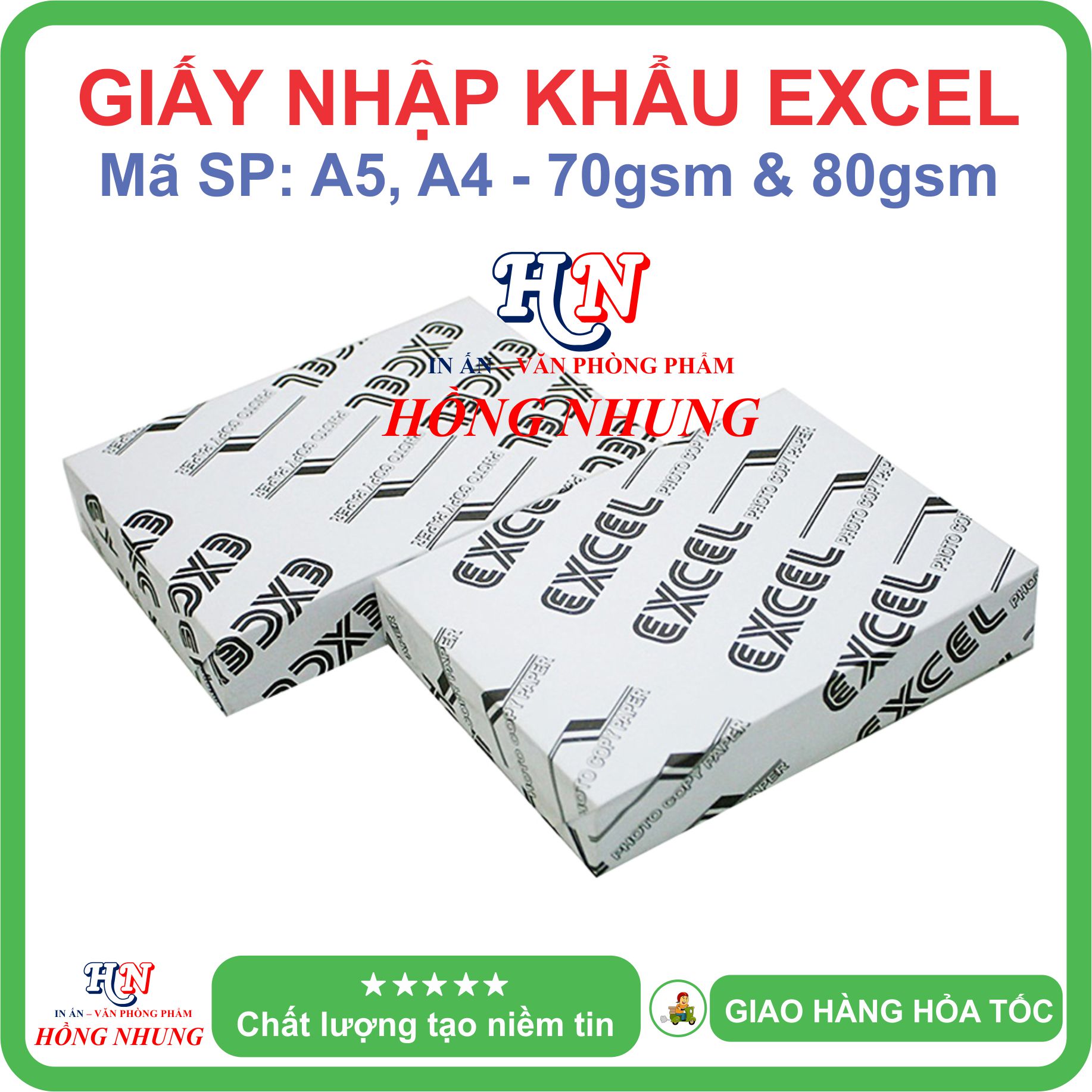 [ HỒNG NHUNG ] Giấy in A4 Excel, Định Lượng 70 gsm, chuyên in ấn photo