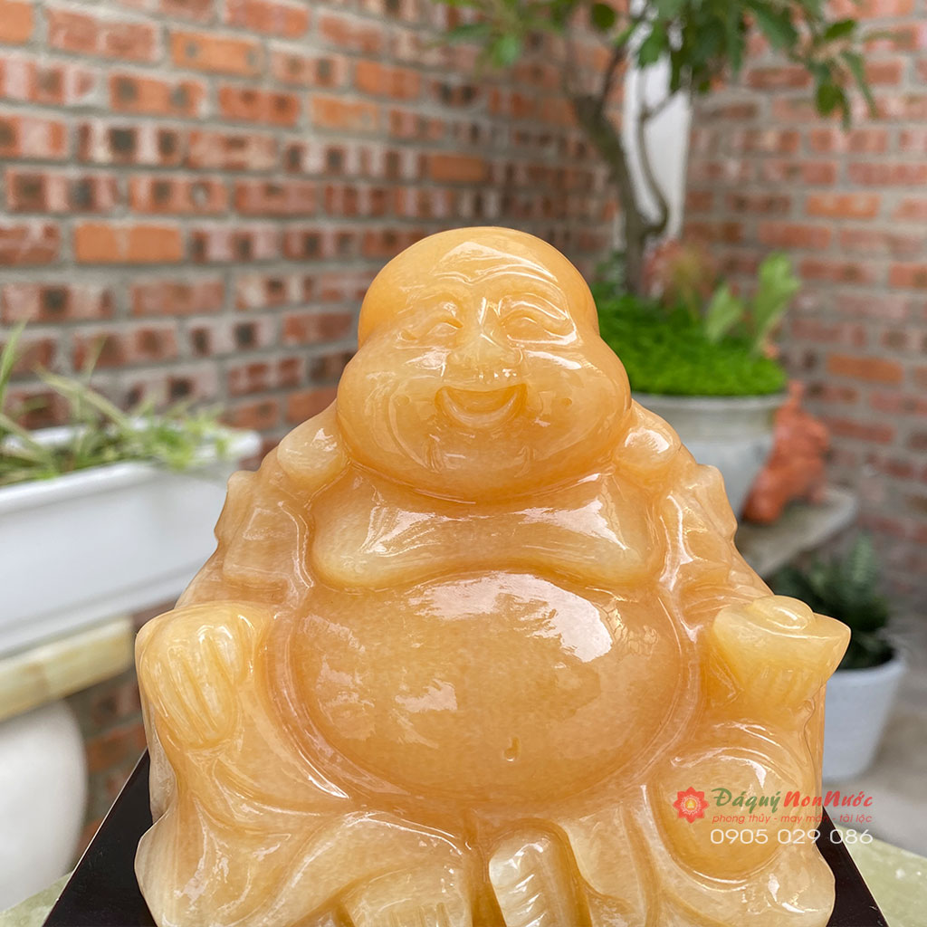 Tượng Phật Di lặc đá ngọc hoàng long 10cm - đá Non Nước