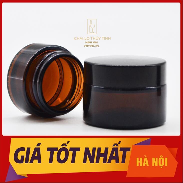 Hũ Thủy Tinh Nâu 50gr/100gr - chai lọ chiết mỹ phẩm