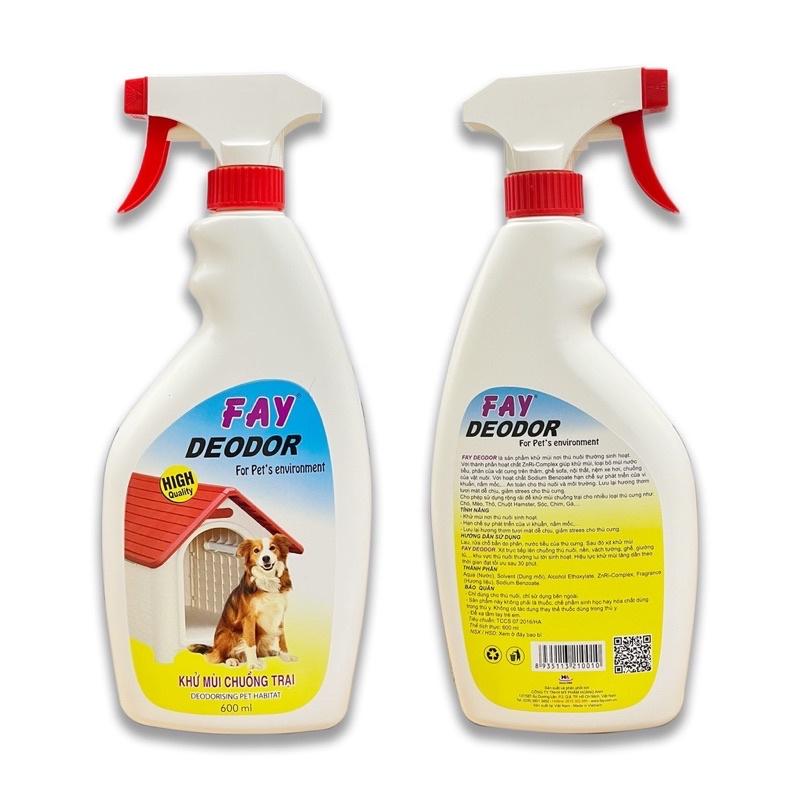 Xịt Khử Mùi Chuồng Trại Fay Deodor 600ml khử mùi, vệ sinh chuồng trại Chó, mèo