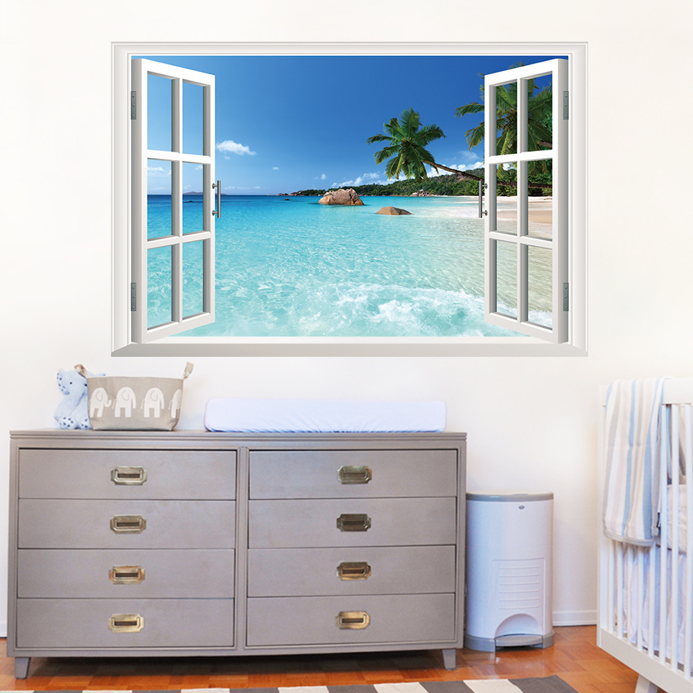 Decal cửa sổ 3D Phong cảnh Biển AmyShop
