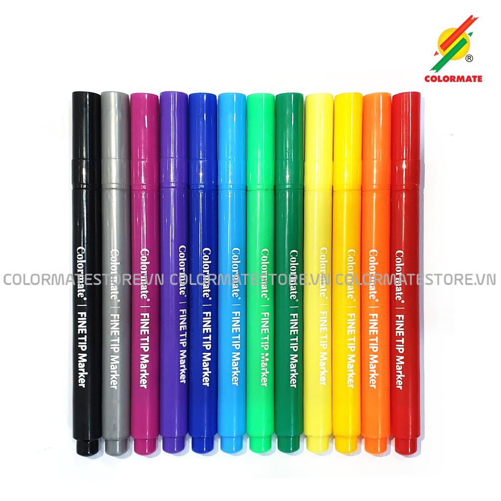 Bút lông màu Colormate, bút màu Fine Tip bộ 12 màu - COLORMATE