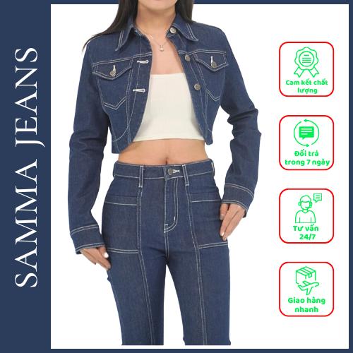 Áo khoác bò nữ CROTOP A10, Quần Jean Nữ dáng đứng, siêu hách dáng vải Co Giãn Cao Cấp - thương hieu Samma Jeans. - Áo khoác