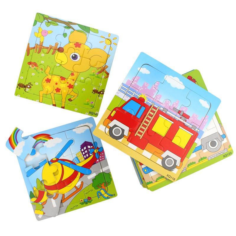 ĐỒ CHƠI XẾP HÌNH GỖ PUZZLE 9 MIẾNG CHO BÉ TỪ 2-6 TUỔI