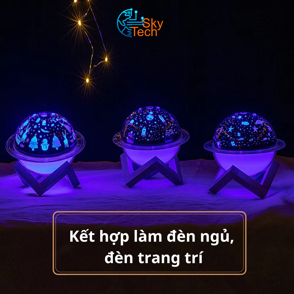 Máy phun sương tạo độ ẩm cho da, hình hành tinh_ decor đèn ngủ gia đình ấm áp, tiện lợi