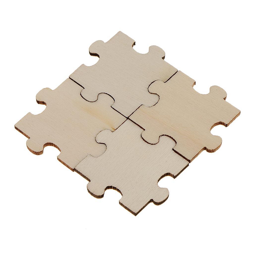 200x 4cm Blank Wood Puzzle Shape Slices Embellishment Wedding Decoration DIY