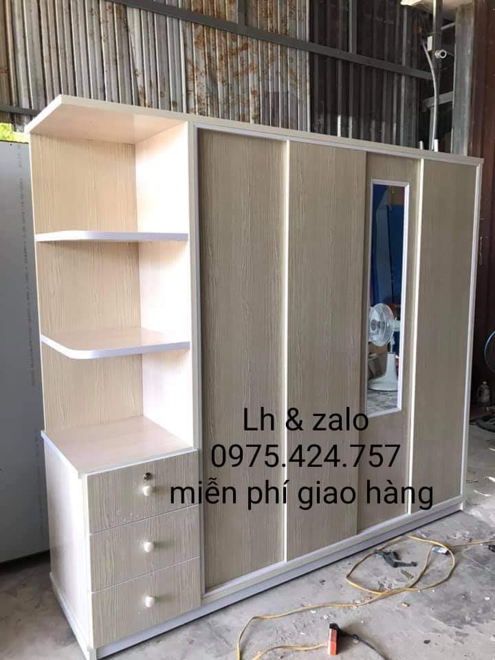 Tủ nhựa đài loan 4 cánh 1 kệ cửa lùa