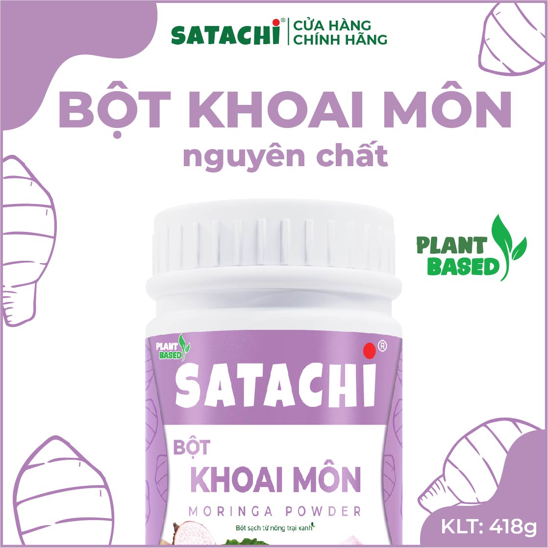 Bột Khoai Môn nguyên chất SATACHI. Tốt cho hệ xương khớp, sức khỏe răng miệng, tim mạch. Hộp 418g