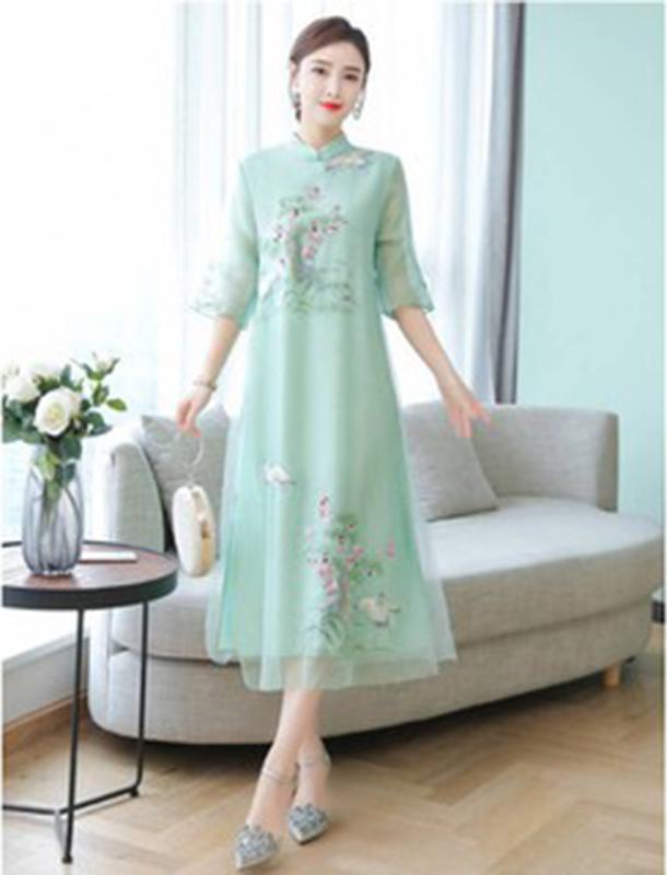 Áo dài cách tân nữ đẹp V70 - Áo dài bigsize, áo dài bầu mặc cho Cô dâu, dự tiệc, dạ hội, cưới, ăn hỏi, bưng quả hàng Quảng Châu cao cấp, sang trọng giá rẻ - Nhiều màu trắng, đỏ, hồng, xanh ngọc