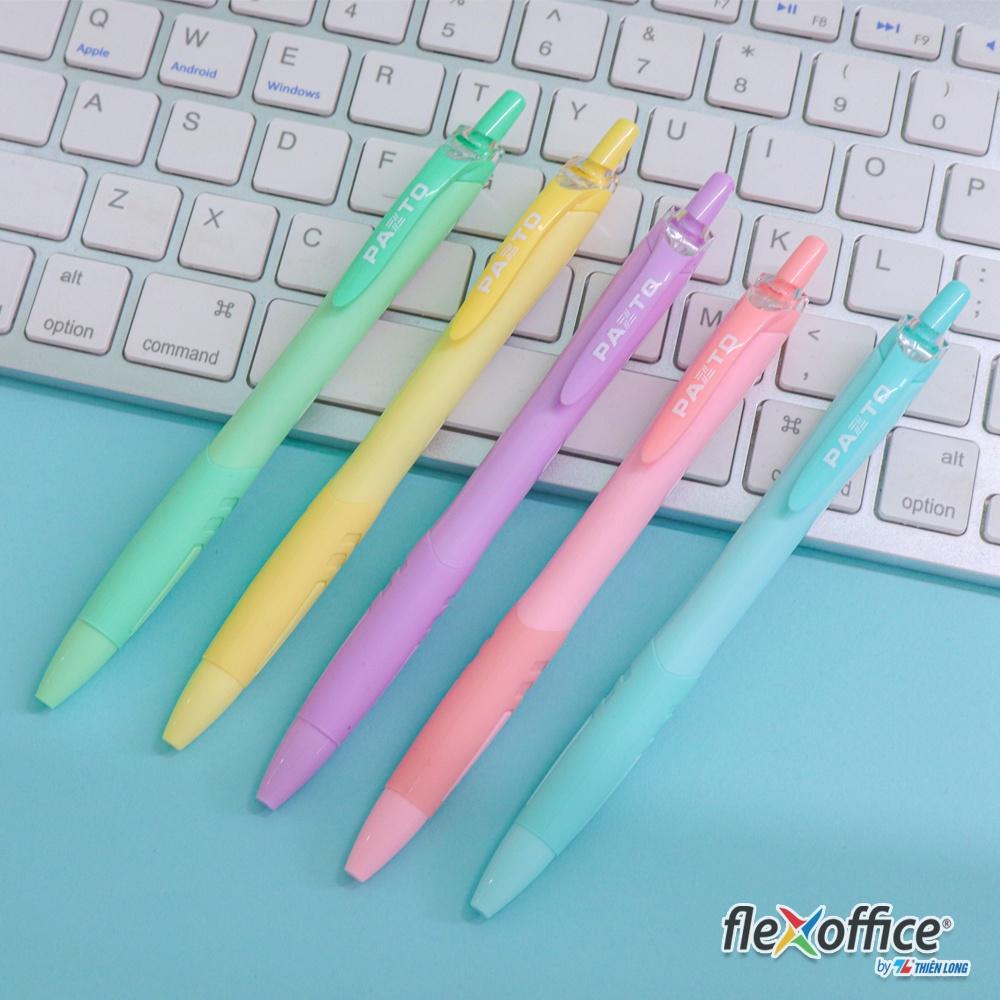 Bút gel B màu Pastel Thiên Long Flexoffice Pazto FO-GELB039/VN - Mực xanh (5 cây)