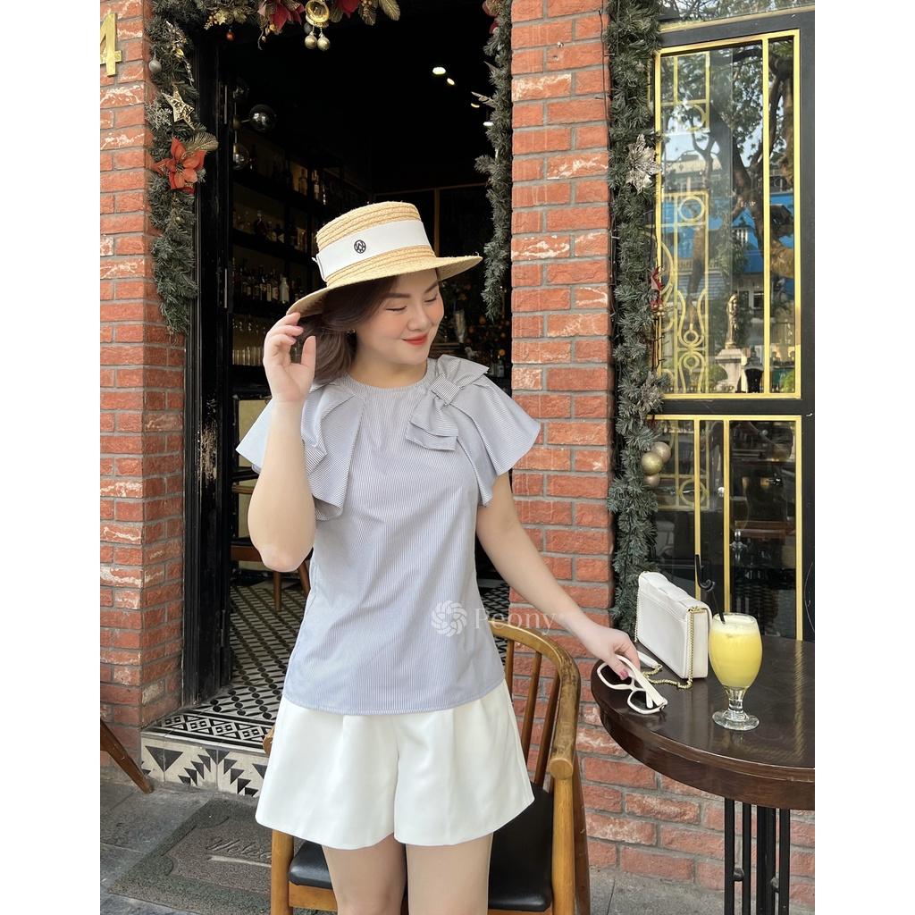 Áo nữ kiểu dáng rộng, tay bèo, nơ tiểu thư, thoáng mát, hot hè Peony - MELISSA TOP