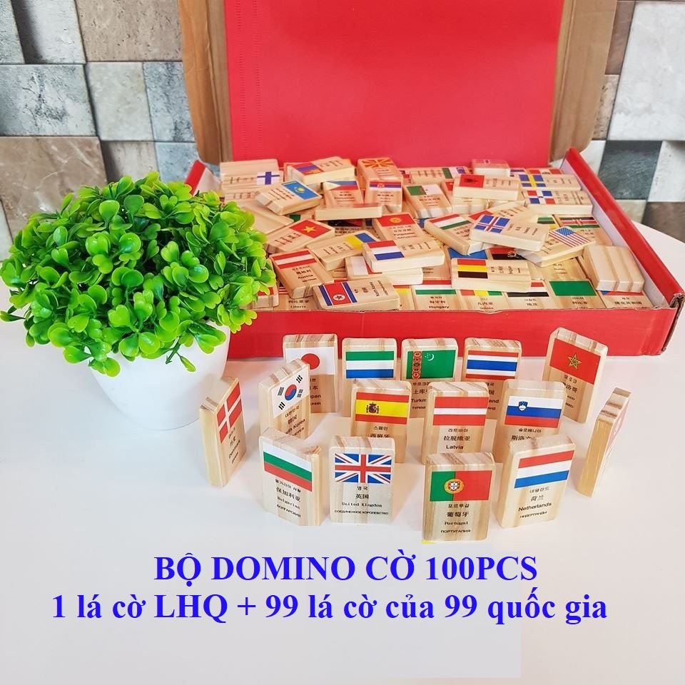 Đồ Chơi Gỗ, Bộ Domino Cờ 100 Quốc Gia Trên Thế Giới, Đồ Chơi Trẻ Em