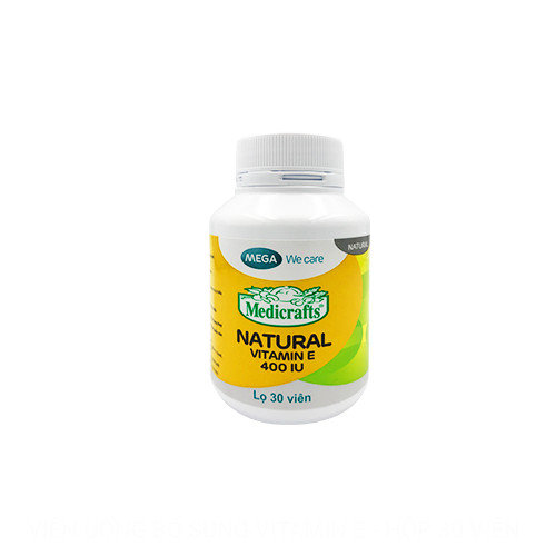 Viên uống Vitamin E thiên nhiên, làm đẹp da - MEDICRAFTS NATURAL VITAMIN E 400 IU Mega We Care - Chai 30 viên