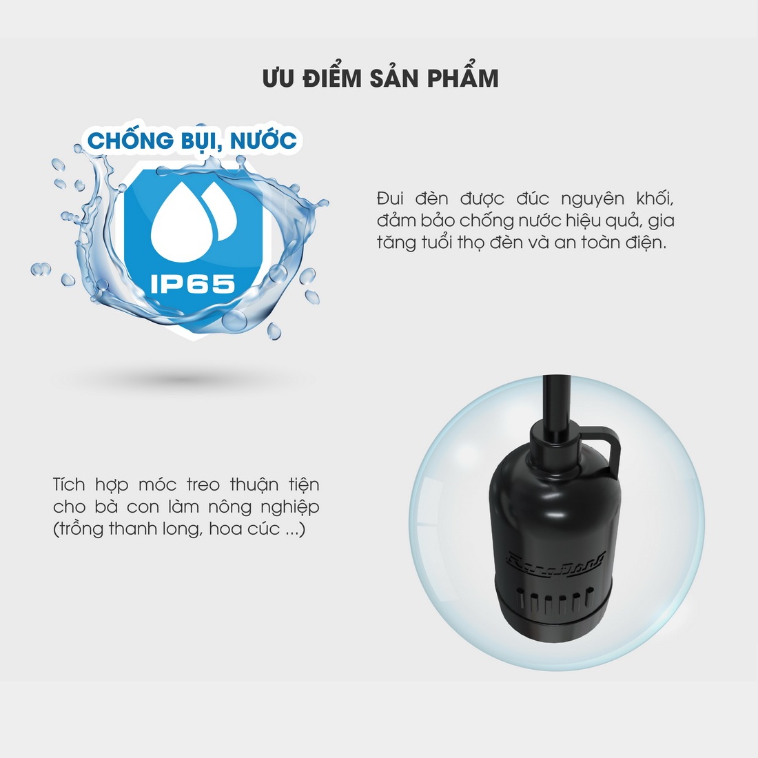 Đui đèn chống nước Rạng Đông E27 IP65 an toàn lắp đặt ngoài trời sân vườn trang trại - Hàng chính hãng