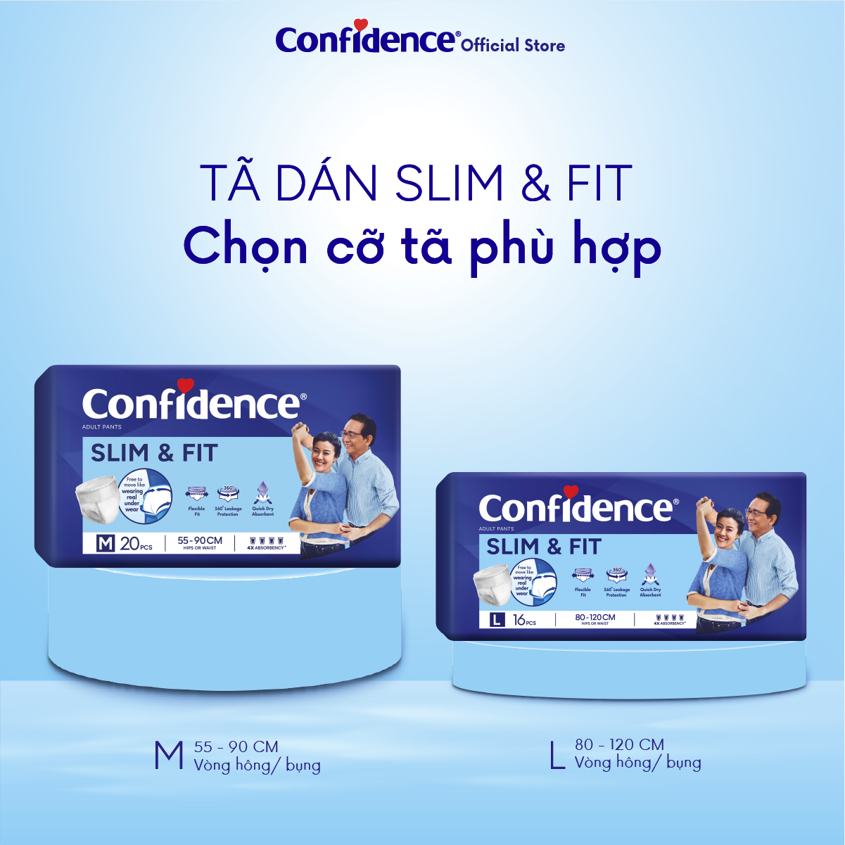 Combo 2 Tã quần người lớn CONFIDENCE SLIM&amp;FIT size M/L gói 20 miếng