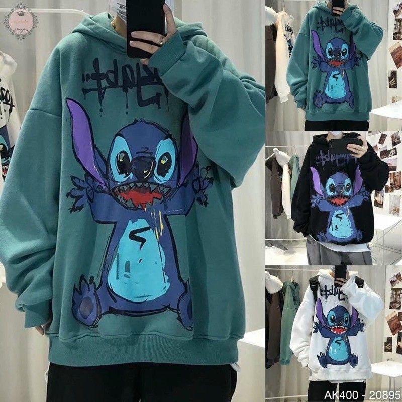 Áo Hoodie unisex from rộng hình CHUỘT STITCH HOẠT HÌNH siêu cá tính,có nón freesize