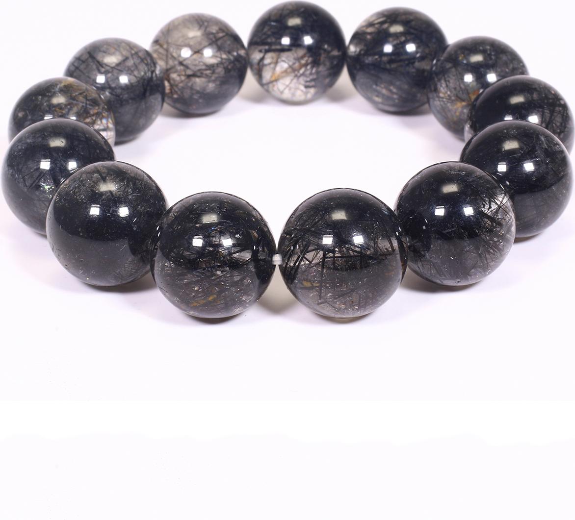 Vòng tay đá thạch anh tóc đen size hạt 17mm mệnh thủy, mộc - Ngọc Quý Gemstones