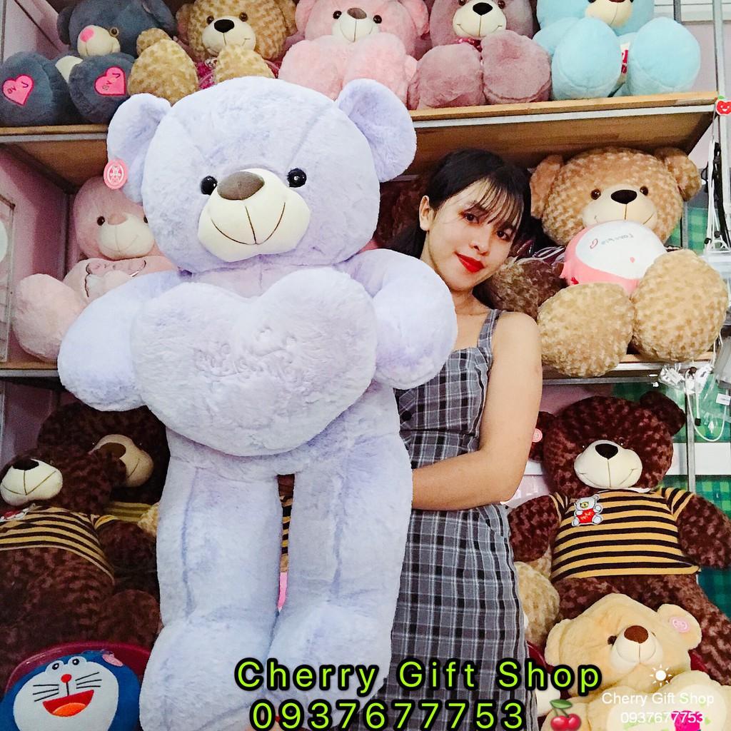 Gấu Bông Teddy Ôm Tim Cao Cấp Hàng Nhập 1m2 Ảnh Shop Chụp