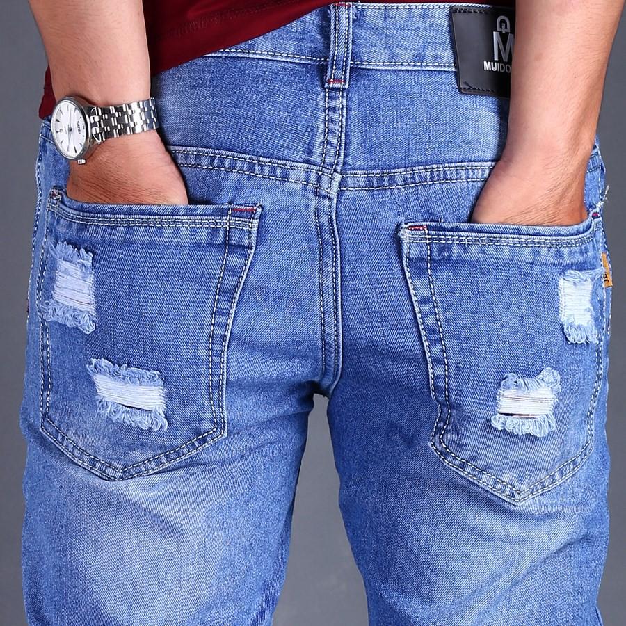 Quần short jean nam xanh rách thời trang GN33 | quần short nam | quần nam