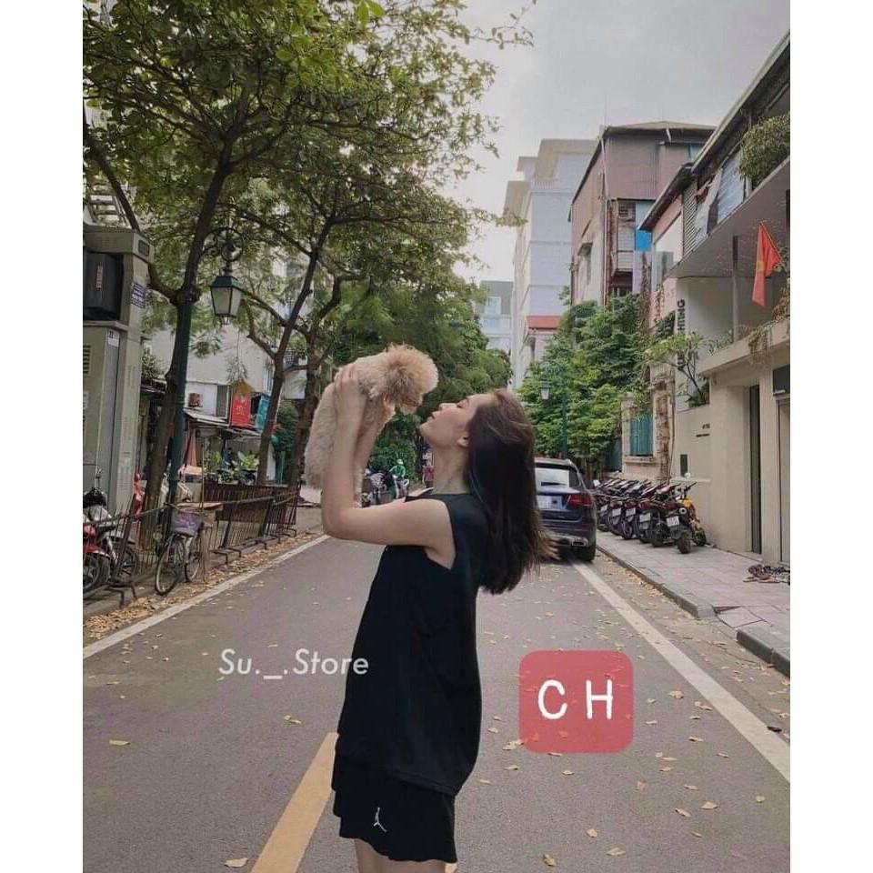 Sét bộ thể thao nữ áo tanktop, quần sooc tặng kèm áo quây