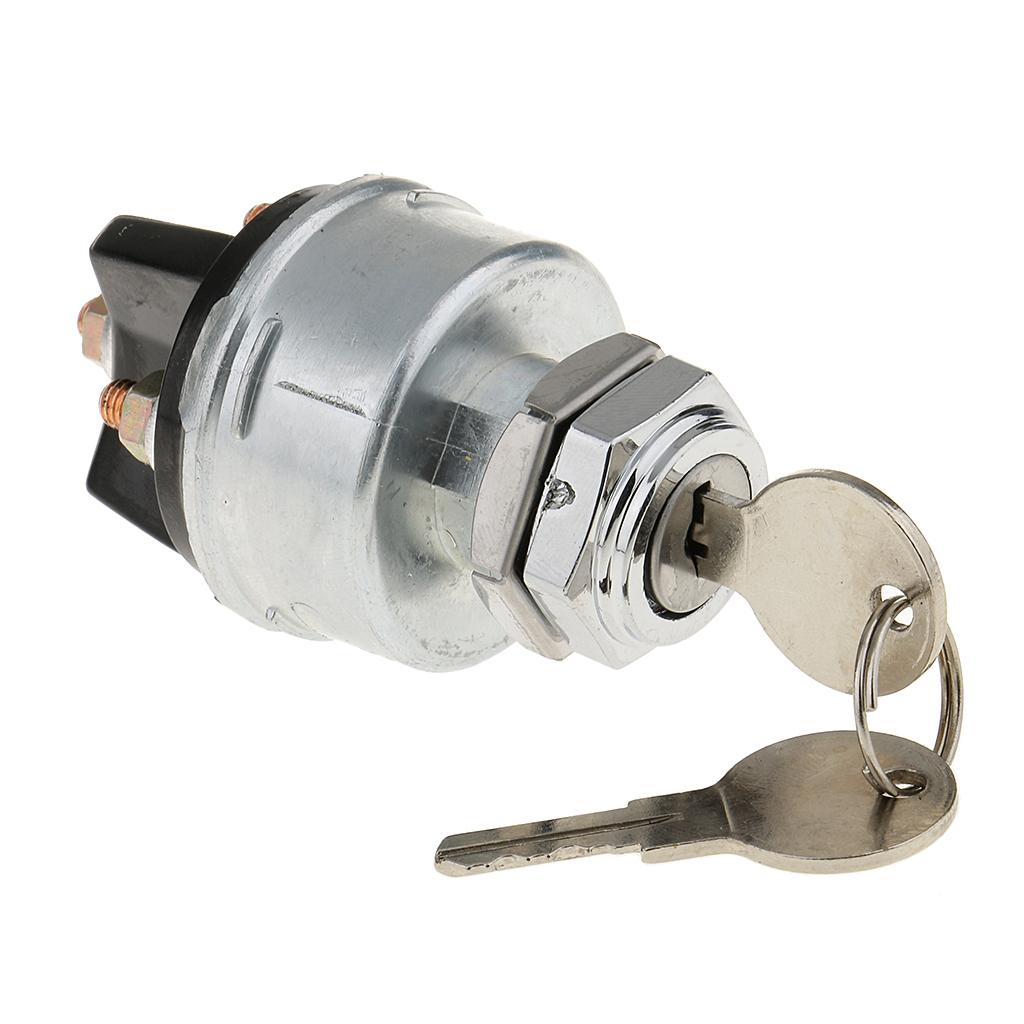 Silver Universal 3 Position Ignition Starter Key Switch with Momentary Start