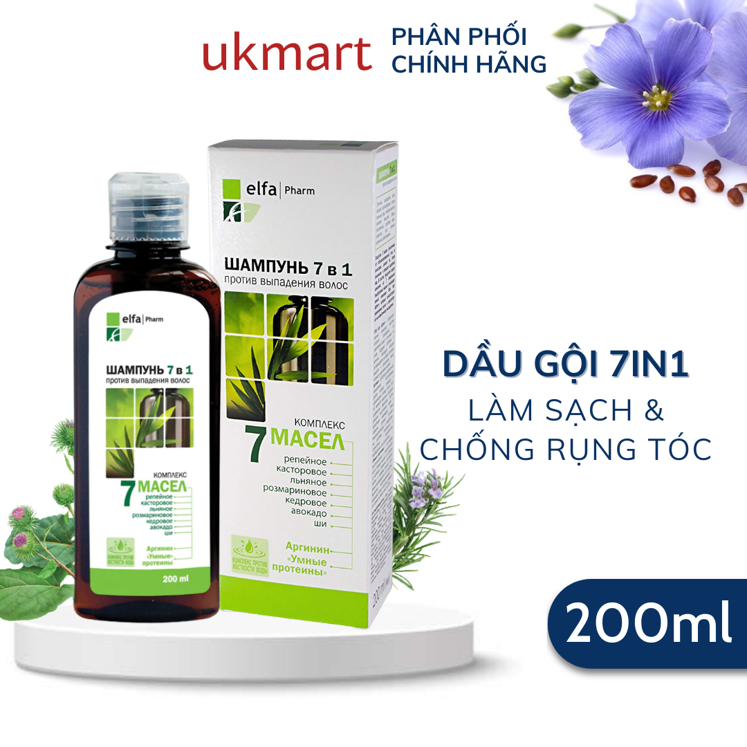 Dầu Gội Elfa Pharm 7 In 1 Giảm Rụng Tóc Chiết Xuất 7 Loại Tinh Dầu Thảo Dược 200ml