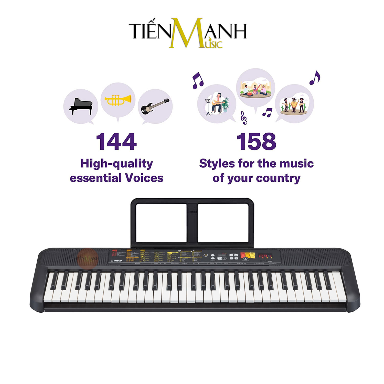 Bộ Đàn Organ Yamaha PSR-F52 - Đàn, Chân, Bao, Nguồn - Keyboard PSR F52 Có tem chống hàng giả bộ CA Hàng Chính Hãng - Kèm Móng Gẩy DreamMaker