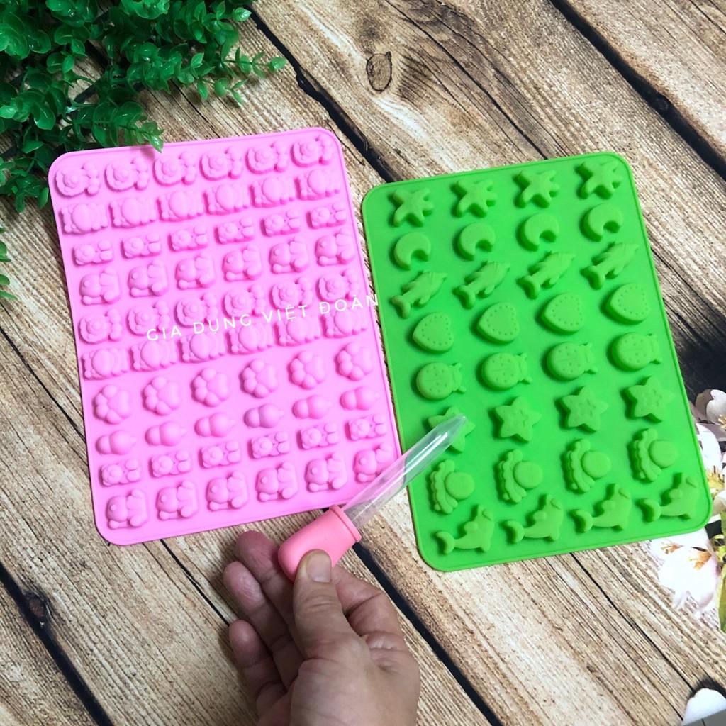 Bộ Khuôn SILICON làm kẹo dẻo, Socola cho bé, định hình thực phẩm. Dụng cụ gồm 2 khuôn + kèm ống hút bom kẹo