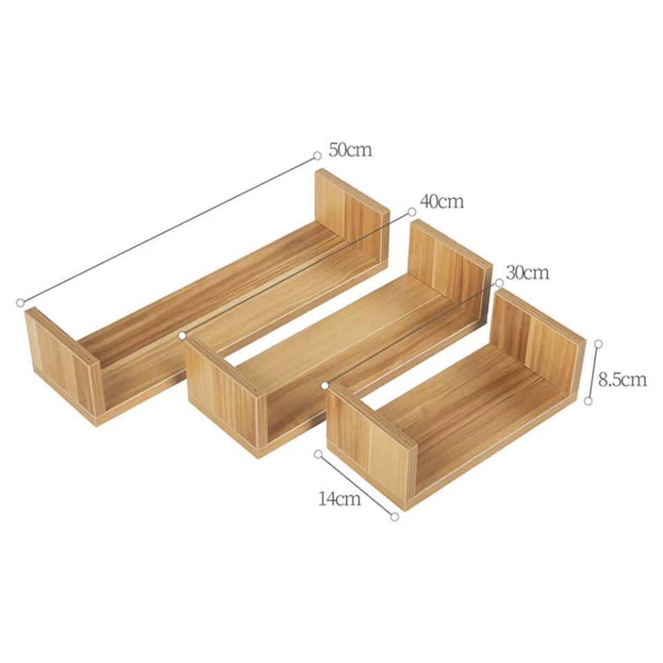 Kệ Gỗ Treo Tường Đa Năng - Kệ Chữ U Trang Trí Nhà Cửa Tặng Kèm Đinh Vít JK-003