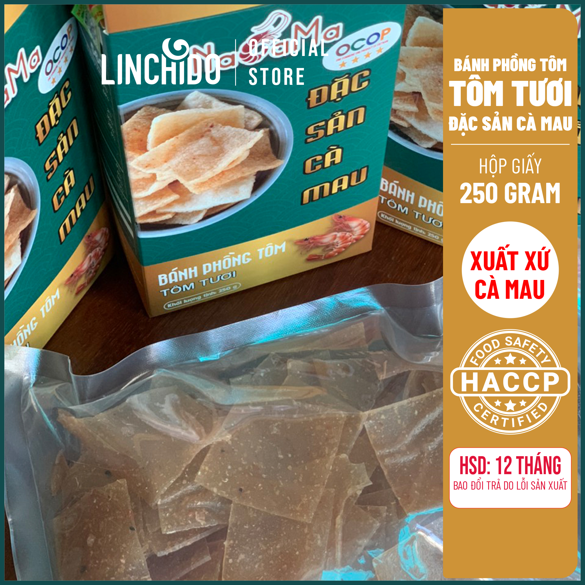 Bánh phồng Tôm Cà Mau - Tôm Tươi - NACAMA - Hộp 250 GRAM