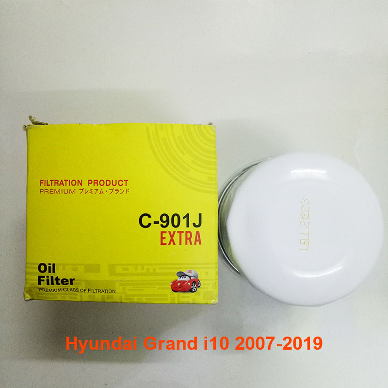 Lọc nhớt cho xe Hyundai Grand i10 nhập khẩu 2007, 2008, 2009, 2010, 2011, 2012, 2013, 2014, 2015, 2016, 2017, 2018, 2019 26300-02503 mã C901J-5