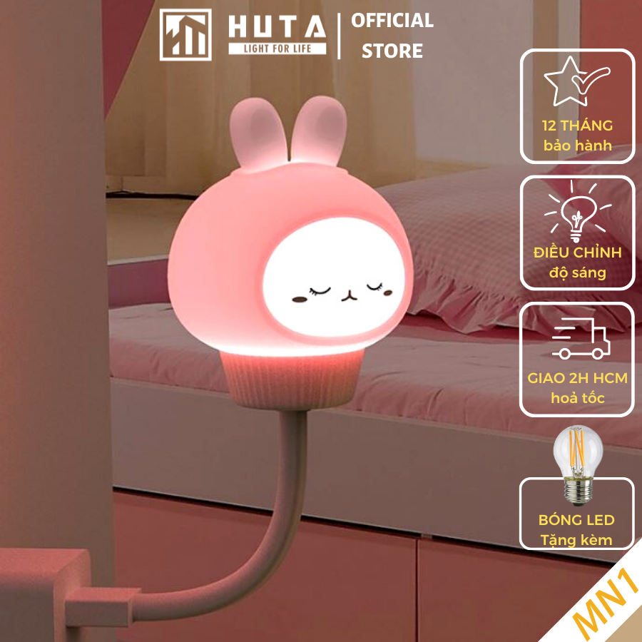 Đèn Ngủ Mini Cho Bé HUTA Hình Thú Cute Chú Thỏ Dễ Thương, Cắm Điện Đầu USB, Uốn Dẻo Nhỏ Gọn Tiện Lợi, Trang Trí Phòng Ngủ, Đèn Vàng