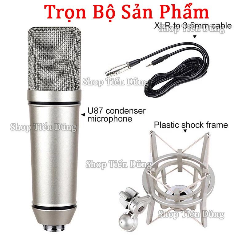 Bộ Combo Mic Thu Âm Karaoke U87 MA và Sound Card H9 Có Bluetooth Auto-tune Đi Kèm Dây Livestream MA2 Chân Kẹp Màng Lọc