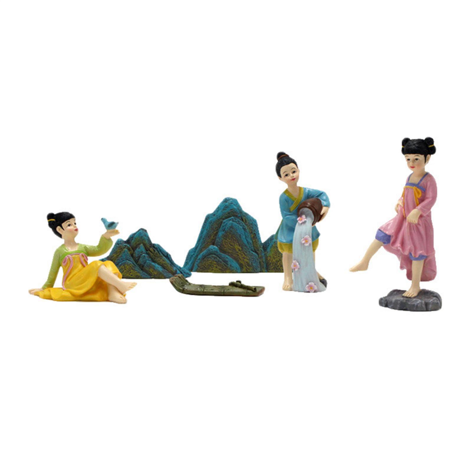 6Pcs Miniature Garden Figurines Resin Statue Desk Outdoor Sculptures Decors Fairy Garden Accessories for Porch Bedroom Office Backyard Home