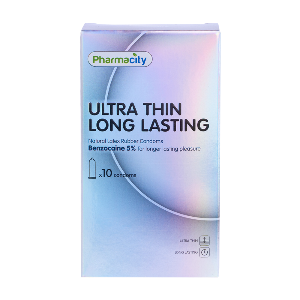 Bao Pharmacity cao su Ultra thin Long Lasting N (Hộp/10 cái)