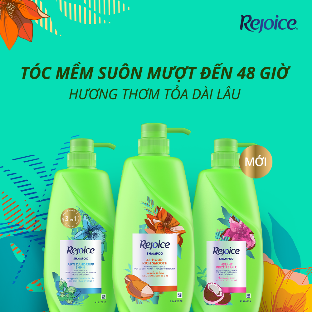 Dầu Gội REJOICE Làm Sạch Gàu 3in1 1200ml